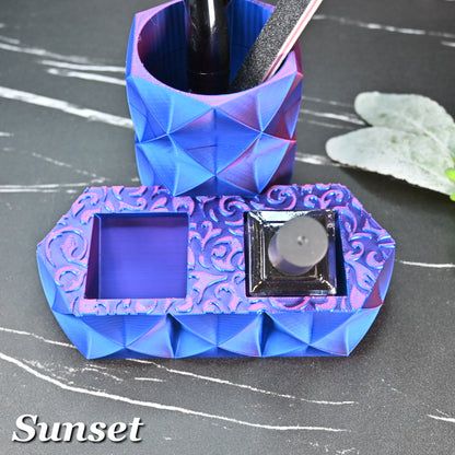 Filigree Dual Square Liquid Holder with Cup